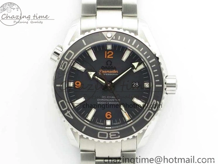 0415 Planet Ocean Pro 45mm OMF 1:1 Best Edition Orange Marker On SS Bracelet A8500 (Black Balance Wheel) Durable 8141